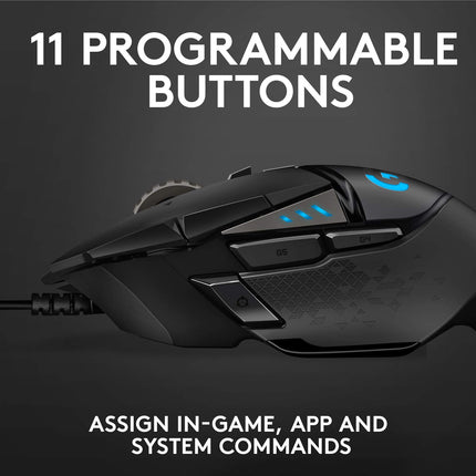 Logitech G502 Hero High Performance Wired USB Gaming Mouse, Hero 25K Sensor, 25,600 DPI, RGB, Adjustable Weights, 11 Programmable Buttons, On-Board Memory, PC/Mac - Black - Openbox