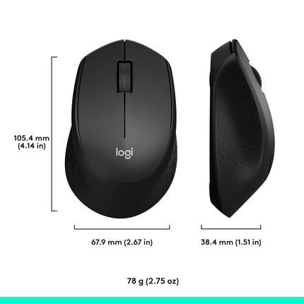 Logitech M331 Silent Plus Wireless Mouse, 2.4GHz with USB Nano Receiver, 1000 DPI Optical Tracking, 3 Buttons, 24 Month Battery Life, PC/Mac/Laptop - Openbox