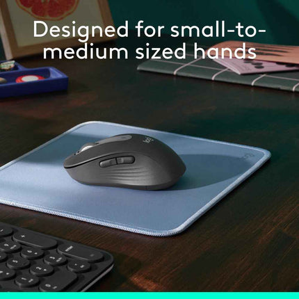 Logitech Signature M650 Wireless Mouse - for Small to Medium Sized Hands, 2-Year Battery, Silent Clicks, Customisable Side Buttons, Bluetooth -Graphite - Openbox