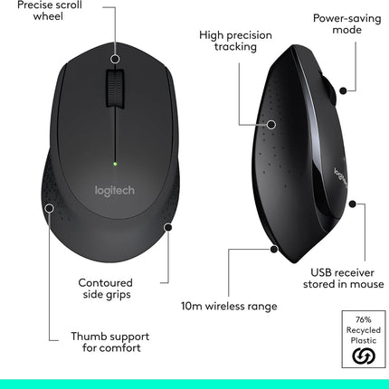 Logitech MK345 Wireless Combo Full-Sized Keyboard with Palm Rest and Comfortable Right-Handed Mouse, 2.4 GHz Wireless USB Receiver, Compatible with PC, Laptop - Openbox