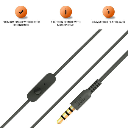 JBL C200SI, Premium in Ear Wired Earphones with Mic, Signature Sound, One Button Multi-Function Remote, Premium Metallic Finish, Angled Earbuds for Comfort fit (Assorted Color)- Openbox