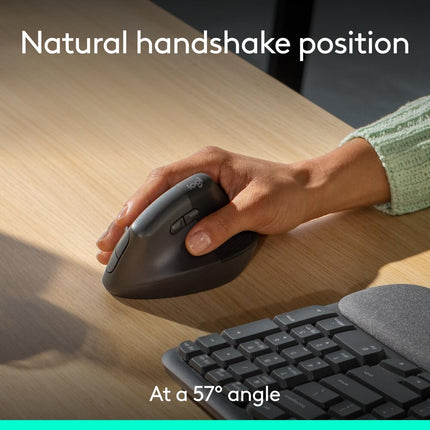 Logitech Wave Keys & Lift Vertical Mouse - Ergonomic Wireless Keyboard and Mouse Combo - with Cushioned Palm Rest, Easy-Switch, Bluetooth, for Multi-OS, Windows/Mac - Graphite - Openbox