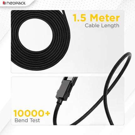 Neopack Almighty 4in1 Nylon Braided Cable 100W with LED Display Compatible with USB-C Laptops, MacBooks, iPhones, iPads, Tablets, Smartphones, and More - NEW
