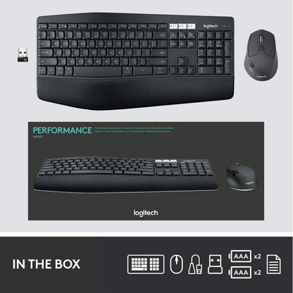 Logitech MK850 Multi-Device Wireless Keyboard and Mouse Set, 2.4GHz Wireless & Bluetooth, Curved Keyframe , 12 Programmable Keys, 3-Year Battery Life, PC/Mac