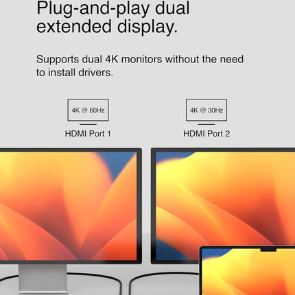 Belkin Universal USB-C 8-in-1 Dual Display Core Hub with 4K Dual Display,10Gbps, Data Transfer, 100W, PD, SiliconMotion, Compatible with MacBook M1, M2, M3, Windows, Chromebook - Openbox