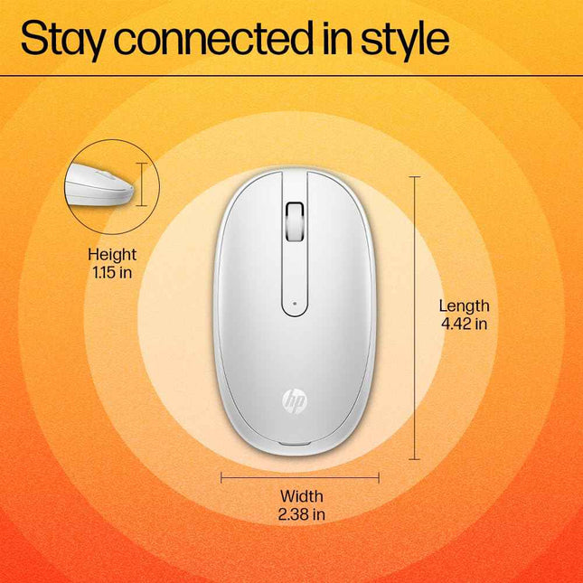 HP 240 Lunar White Bluetooth Mouse/Bluetooth® 5.1 connection/15 Month battery/1600 dpi Optical Sensor/Sleek and ambidextrous Design - NEW