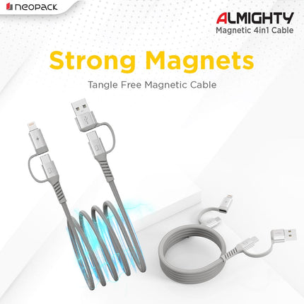 Neopack Almighty 4IN1 Nylon Braided Cable 60W Compatible with Multiple Devices, iPhone 17/16/15/14/13/12 Series/iPad/Smartphones/Tablets/Macbooks/Laptops & More - NEW