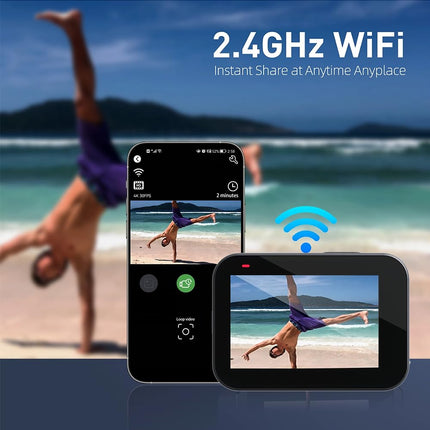 HINISO 5K Action Camera Body Waterproof 65ft Ultra HD | Wireless Mic | Dual Screen | WiFi | Image Stabilization | Remote Control | Touchscreen | Underwater Camera with 3 Batteries (T25 Waterproof) - OPENBOX