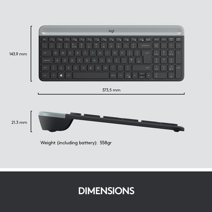 Logitech K580 Slim Multi-Device Wireless Keyboard Bluetooth/Receiver, Compact, Easy Switch, 24 Month Battery, Win/Mac, Desktop, Tablet, Smartphone, Laptop Compatible - Graphite
