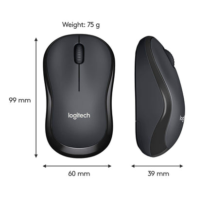 Logitech M221 Wireless Mouse, Silent Buttons, 2.4 GHz with USB Mini Receiver, 1000 DPI Optical Tracking, 18-Month Battery Life, Ambidextrous PC/Mac/Laptop - Openbox