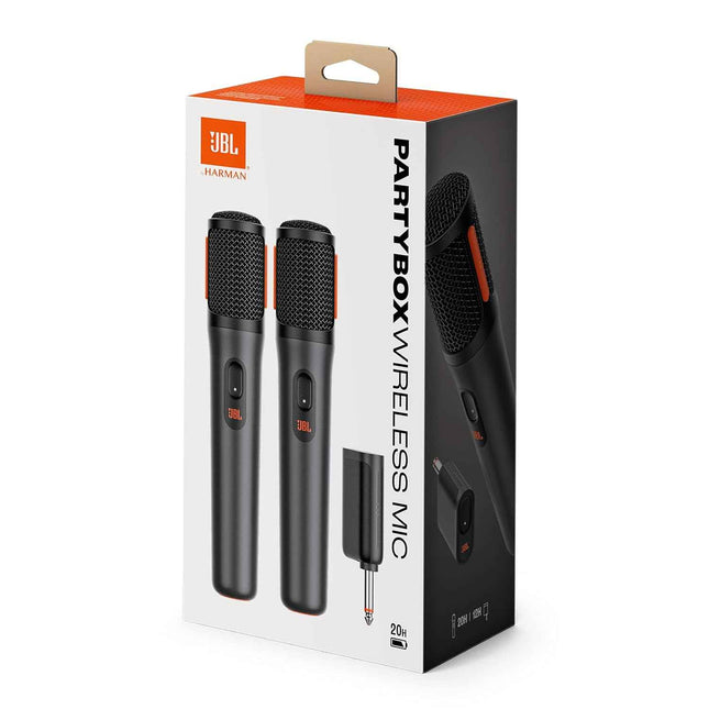 JBL Partybox Wireless Microphone for JBL Partybox Speakers with Wireless Dongle, Up to 20 Hours Playtime, 2 Mics in the Box (Black) - New Sealed Pack