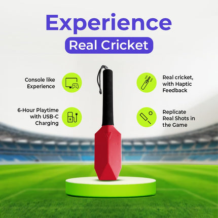 MetaShot GO Smart Cricket Bat Game RED | Motion Sensor Cricket Bat for TV & Mobile | Indoor Cricket Gaming Controller | Multiplayer Cricket Game - Openbox