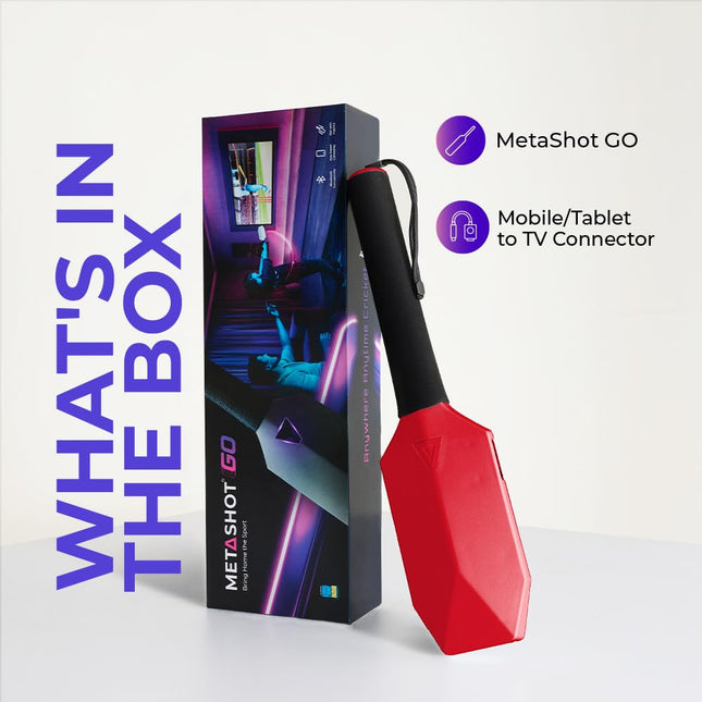 MetaShot GO Smart Cricket Bat Game RED | Motion Sensor Cricket Bat for TV & Mobile | Indoor Cricket Gaming Controller | Multiplayer Cricket Game - Openbox