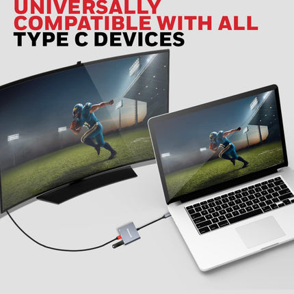 Honeywell High-Speed 3-in-1 Type C to HDMI Adapter, PD Charging Upto100W, USB3.0 Delivers Quick Transfer Speed of 5GBPS, UHD 4K@30Hz, Universally Compatible with All Type C Devices, Aluminium Case - OPENBOX