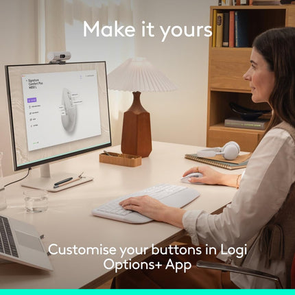 Logitech Signature Comfort Plus M850 L Wireless Mouse, Bluetooth Mouse with Palm Cushion, Silent Clicks, 24-Month Battery, Customizable Buttons, for Windows, Mac, iPad - Off White - OPENBOX