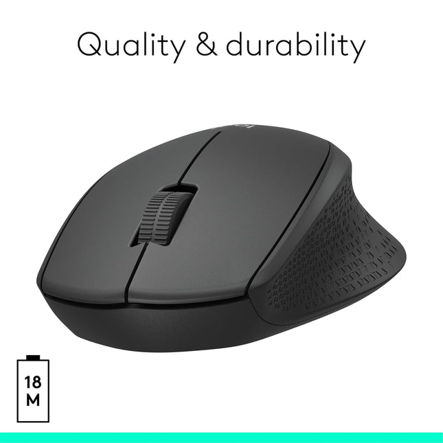 Logitech M331 Silent Plus Wireless Mouse, 2.4GHz with USB Nano Receiver, 1000 DPI Optical Tracking, 3 Buttons, 24 Month Battery Life, PC/Mac/Laptop - Openbox