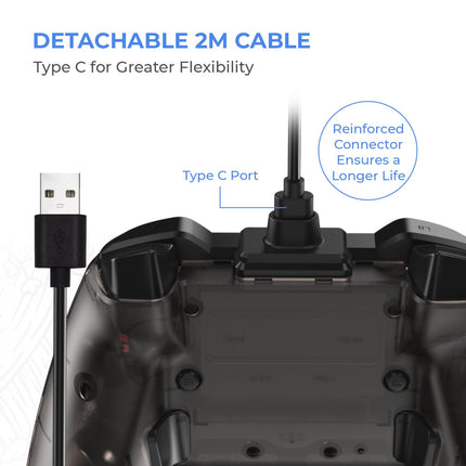 EvoFox Elite X Wired Gaming Controller for PC with 2 Programmable Macro Back Buttons, Adjustable Dual Vibration Motors,Turbo Mode for PC (Assorted Color) - Openbox
