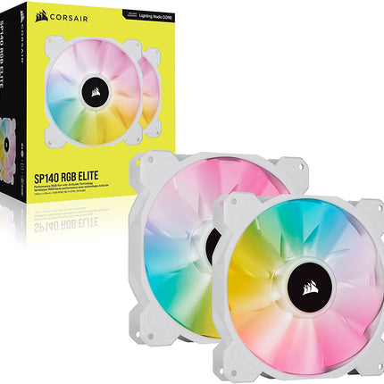 Corsair iCUE SP140 RGB Elite Performance 140mm White PWM Dual Fan Kit with Lighting Node CORE -Openbox