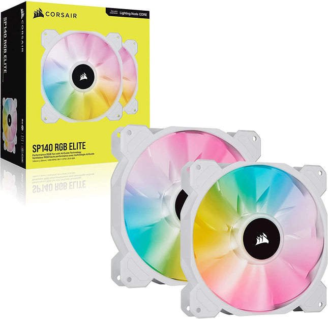 Corsair iCUE SP140 RGB Elite Performance 140mm White PWM Dual Fan Kit with Lighting Node CORE -Openbox