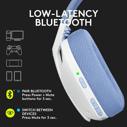 Logitech G435 Lightspeed and Bluetooth Wireless Over Ear Gaming Headphones - Lightweight with Dual mics, 18h Battery, Compatible with Dolby Atmos, PC, PS4, PS5, Mobile - OpenBox