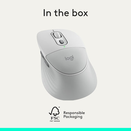 Logitech Signature Comfort Plus M850 L Wireless Mouse, Bluetooth Mouse with Palm Cushion, Silent Clicks, 24-Month Battery, Customizable Buttons, for Windows, Mac, iPad - Off White - OPENBOX