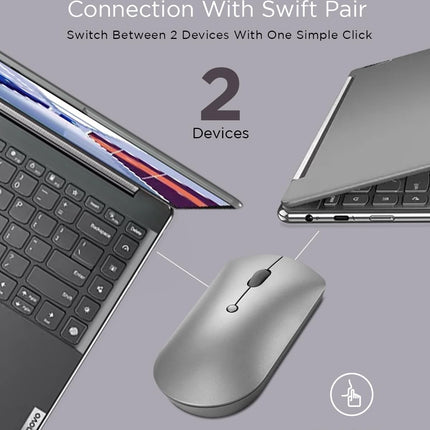 Lenovo 600 Bluetooth 5.0 Silent Mouse: Compact, Portable, Dongle-Free Multi-Device connectivity with Microsoft Swift Pair | 3-Level Adjustable DPI up to 2400 (Assorted Color) - OpenBox
