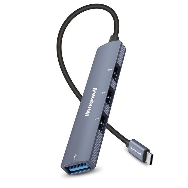 Honeywell Newly Launched 4in1 Ultra Slim Multiport Type C Hub to 1xUSB 3.0 & 3xUSB 2.0 Ports,30cms(1 feet) Cable,DataTransfer Speed Upto 5GBPS,Universally Compatible with All USB,PC,Speaker,Laptop - OPENBOX