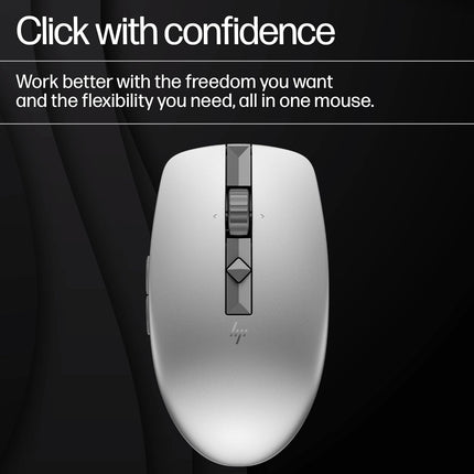 HP 710 Rechargeable Silent Mouse/6 programmable buttons/90-day Rechargeable Battery Life Track-On Glass Sensor(Silver)