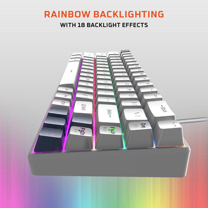 EvoFox Katana S Mini Wired Mechanical Keyboard | Hot-Swappable Silent Red Switches | 68-Key Compact Layout | Vivid Rainbow Backlighting | 1000Hz Polling Rate, All Keys Anti-Ghosting - Openbox (Assorted Color)