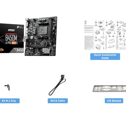 MSI B450M-A PRO MAX II Motherboard, Micro-ATX, AM4 DDR4 USB 3.2 Gen 1 HDMI - Openbox