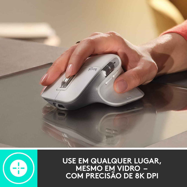 Logitech MX Master 3S with Free Adobe Subscription - Wireless Performance Mouse with Ultra-Fast Scrolling, Ergo, 8K DPI, Track on Glass, Quiet Clicks, USB-C, Bluetooth, Chrome-Pale Grey - NEW