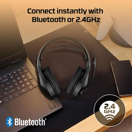 HyperX Cloud Jet Smartchoice Dual Wireless Gaming Headset, 2.4GHz dongle, Bluetooth 5.2, PC, PS5, Nintendo Switch, Steam Deck, Mobile, USB-A, Black - OpenBox