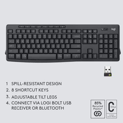 Logitech MK370 Combo for Business, Wireless Full-Size Keyboard and Wireless Mouse, Secure Logi Bolt USB Receiver, Bluetooth, Globally Certified Windows/Mac/Chrome, Linux - Openbox