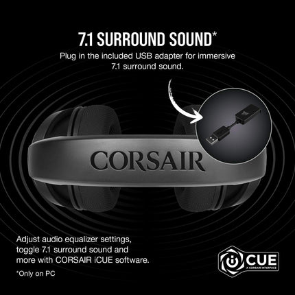 Corsair Hs45-7.1 Wired On Ear Headphones With Mic (Carbon Black) - Openbox