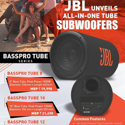 JBL BASSPRO Tube 10" Powered BassTube Subwoofer System with Class D Amplifier Built-in Peak Power 1300W - Openbox
