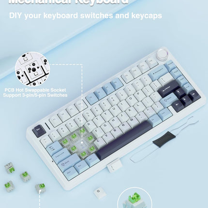 Aula F75 75% Wireless Mechanical Keyboard | Hot Swappable | Pre-lubed Linear Switches | RGB Backlit | 2.4GHz/Type-C/Bluetooth Gaming Keyboard - Openbox