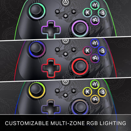 PowerA Battle Dragon™ Pro Wireless Controller with Lumectra for PC & Cloud Gaming: Magnetic Hall Effect, Asymmetric Rumble Motors, 30h Playtime (Not for iOS) - Openbox