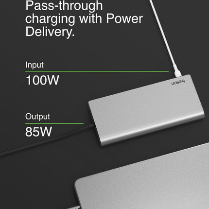 Belkin Universal USB-C 8-in-1 Dual Display Core Hub with 4K Dual Display,10Gbps, Data Transfer, 100W, PD, SiliconMotion, Compatible with MacBook M1, M2, M3, Windows, Chromebook - Openbox