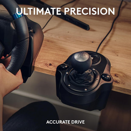 Logitech G Driving Force Racing Wheels Shifter for G29, G920 & G923, 6 Speed, Push Down Reverse Gear, Steel and Leather Construction - Black - OPENBOX