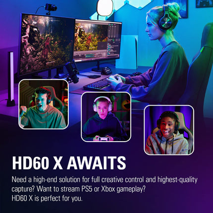 Elgato HD60 X - Stream and Record in 1080p60 HDR10 or 4K30 with Ultra-Low Latency on PS5, PS4/Pro, Xbox Series X/S, Xbox One X/S, in OBS and More, Works with PC and Mac - Openbox