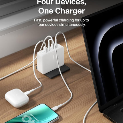 Belkin 140W 4-Port GaN Wall Charger | Travel Plug USB -C PD Fast Charge - Openbox