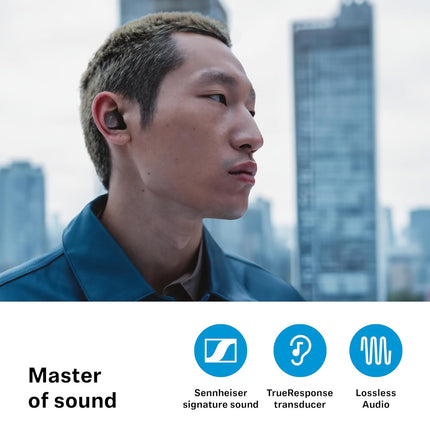Sennheiser MOMENTUM True Wireless 4 Earbuds,TrueResponse Drivers, Lossless Audio, Auracast, Adaptive ANC, Anti‑Wind+Transparency Modes, 30 Hrs Battery, Qi Fast Charge, 6‑Mics,1Y Warranty, Black-Copper - OPENBOX