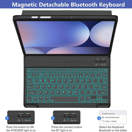 typecase Keyboard Case for Samsung Galaxy Tab S10+, S9+ & S9 FE+ (12.4 Inch) with 7-Colors Backlit, S-Pen Holder, 3 Viewing Angle, Magnetically Detachable Wireless Keyboard (NOT Fit S10 FE+) - Openbox
