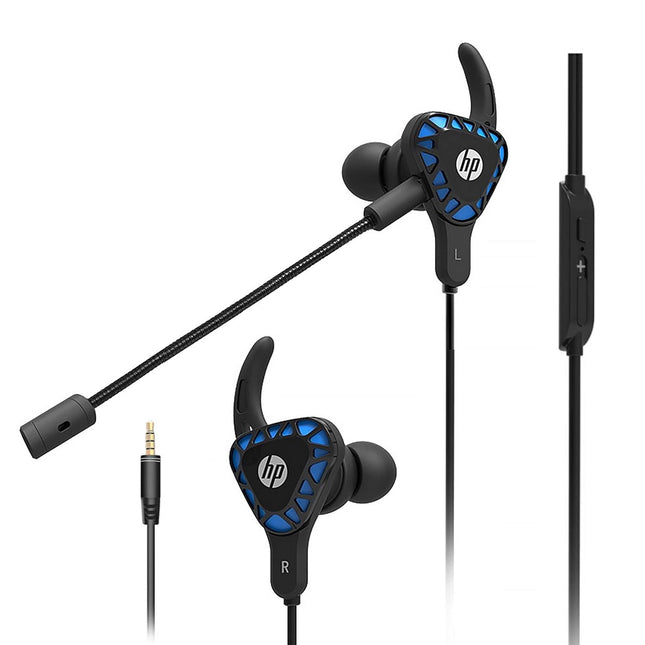 HP Wired Gaming Earbuds with mic Deep Bass Earphones in-Ear Headset Headphone with Detachable Dual Microphone - Openbox
