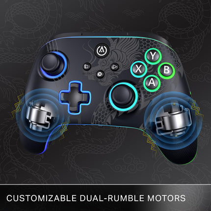 PowerA Battle Dragon™ Pro Wireless Controller with Lumectra for PC & Cloud Gaming: Magnetic Hall Effect, Asymmetric Rumble Motors, 30h Playtime (Not for iOS) - Openbox