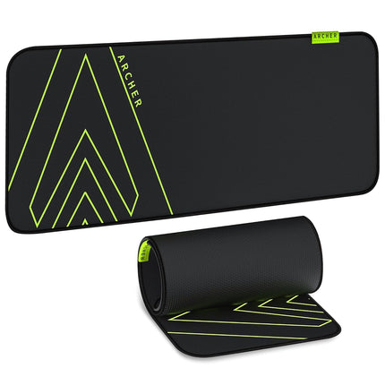 Archer Tech Lab Premium Gaming Mouse Pad Extended Desk Mat, Smooth Low-Friction Jacquard Surface Precise Tracking for Gamers Home Office, Anti-Fray Edges, Non-Slip Base (Quiver 300XL, 80x30CM Black) - OPENBOX