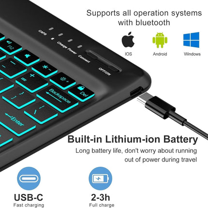 typecase Keyboard Case for Samsung Galaxy Tab S10+, S9+ & S9 FE+ (12.4 Inch) with 7-Colors Backlit, S-Pen Holder, 3 Viewing Angle, Magnetically Detachable Wireless Keyboard (NOT Fit S10 FE+) - Openbox