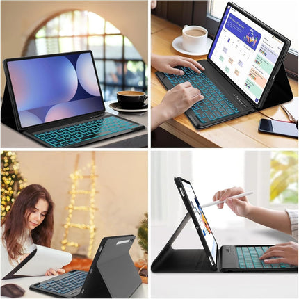 typecase Keyboard Case for Samsung Galaxy Tab S10+, S9+ & S9 FE+ (12.4 Inch) with 7-Colors Backlit, S-Pen Holder, 3 Viewing Angle, Magnetically Detachable Wireless Keyboard (NOT Fit S10 FE+) - Openbox