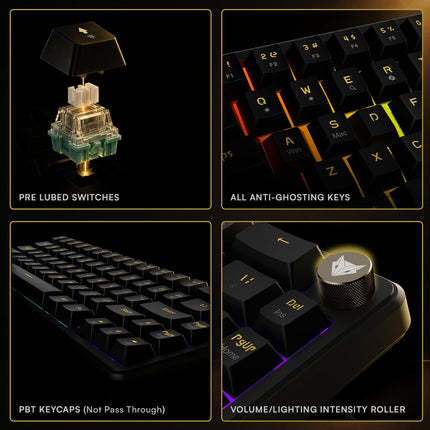 EvoFox Ronin HS65 Hall Effect Wired Mechanical Gaming Keyboard, 2 Layer Sound Dampening, 8000Hz Polling, Hall Effect Magnetic Switch, Actuation Point Adjustable, Web Software, Black - OPENBOX