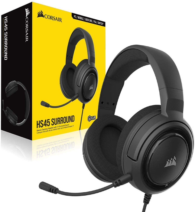 Corsair Hs45-7.1 Wired On Ear Headphones With Mic (Carbon Black) - Openbox
